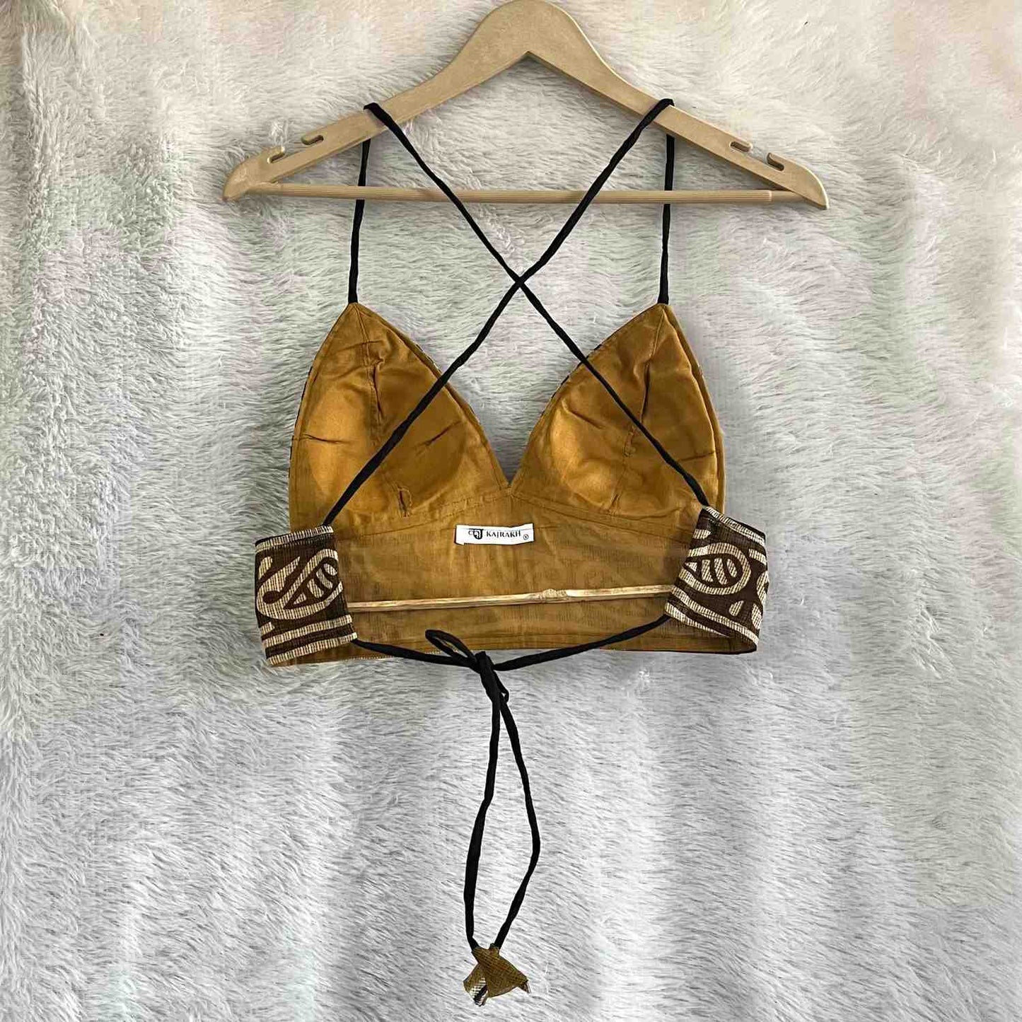 Beige Green Paisley Kota Doria Bra - KJ0624 (Clearance Sale)