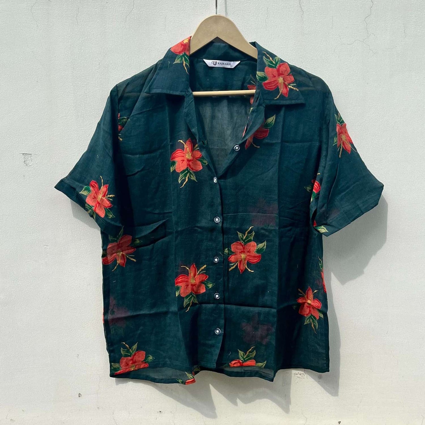 Teal Green Hand Painted Shirt - KJ0682 (( Clearance Sale ))
