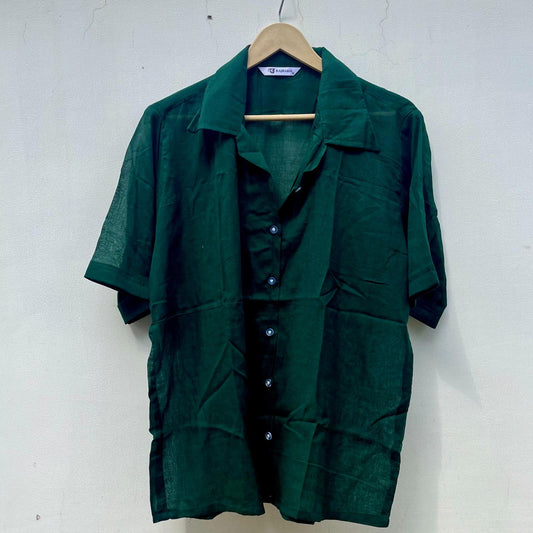 Bottle Green Plain Mul Women  Shirt - KJ0686