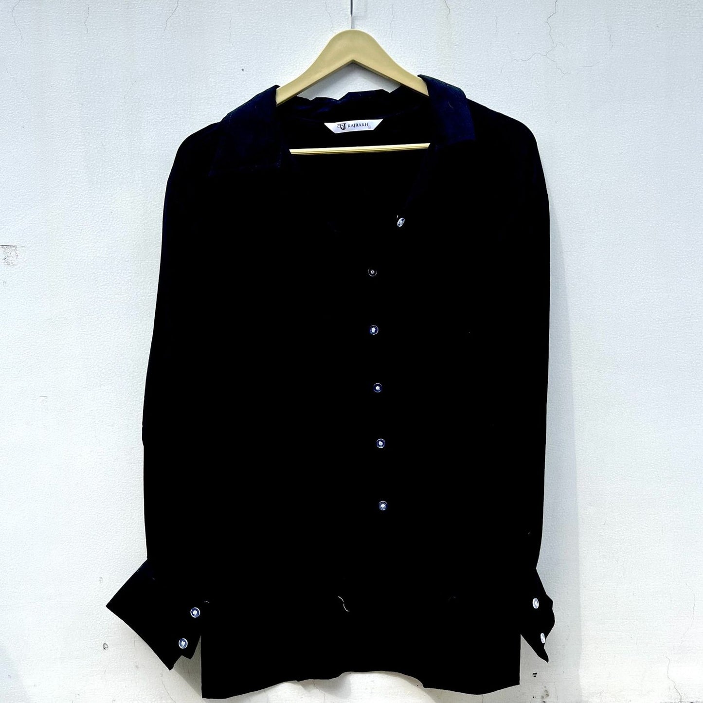 Black Crush Cotton Women Shirt - KJ0689