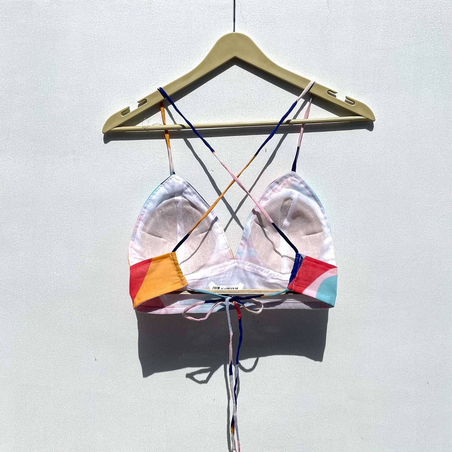 Blue Yellow Abstract Cotton Bra - KJ0271