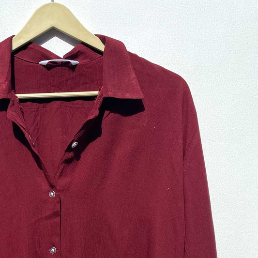 Maroon Crush Cotton Shirt - KJ0400