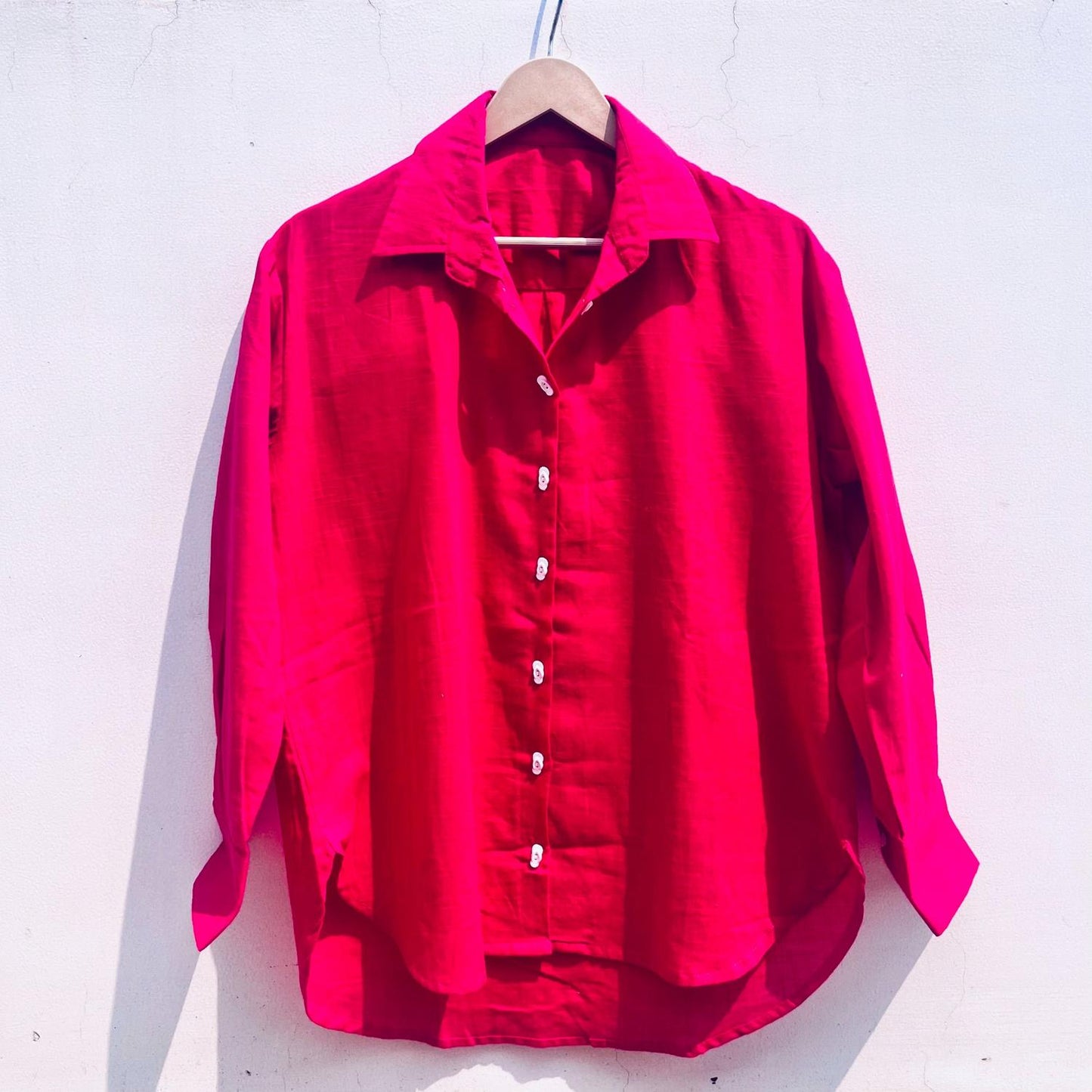 Pink Slub Cotton Flip Flop Shirt - KJ0744