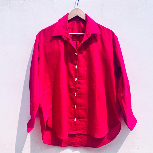 Pink Slub Cotton Flip Flop Shirt - KJ0744