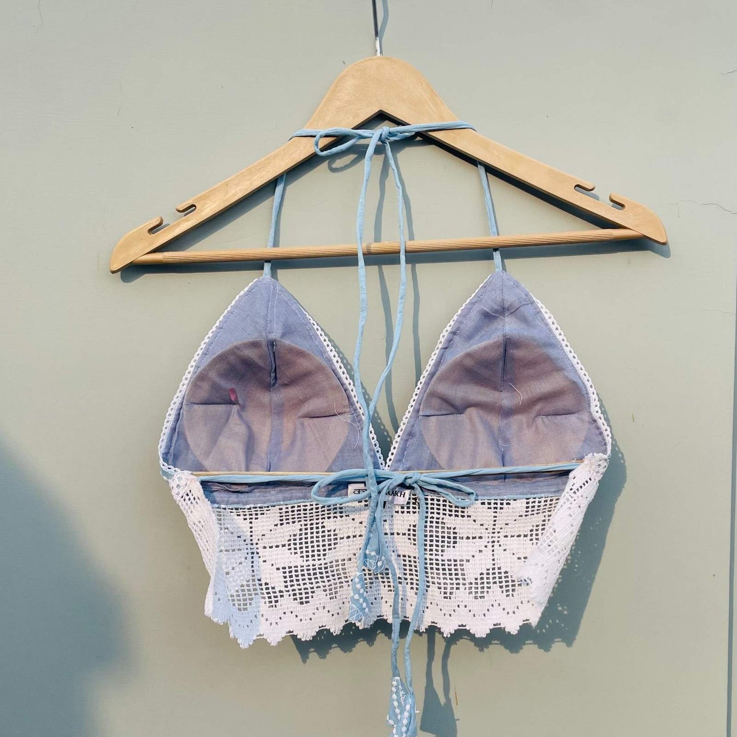 Grey Chikan Lace Cotton Bralette - KJ0443 (( Clearance Sale ))