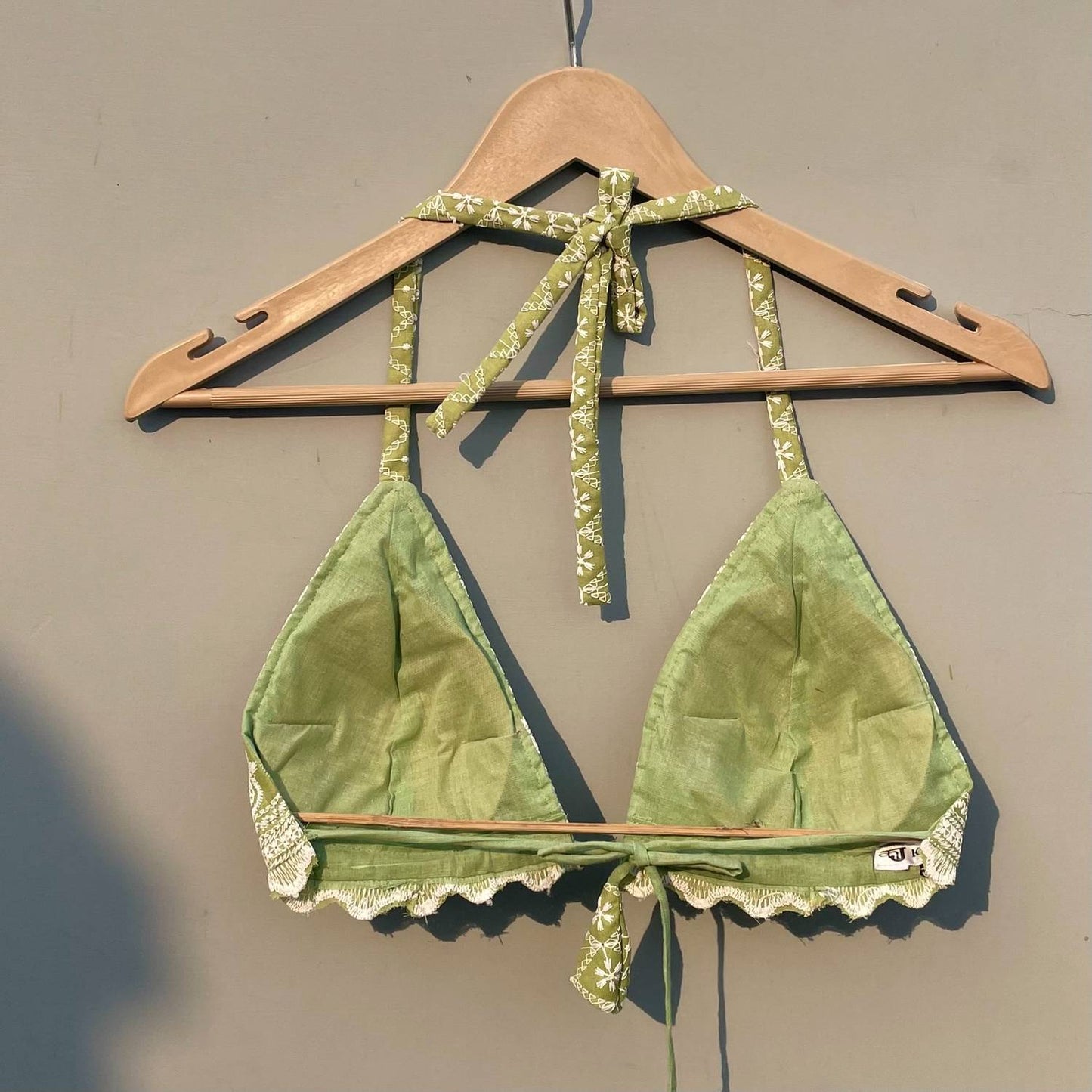 Olive Green Chikan Bra- KJ0274