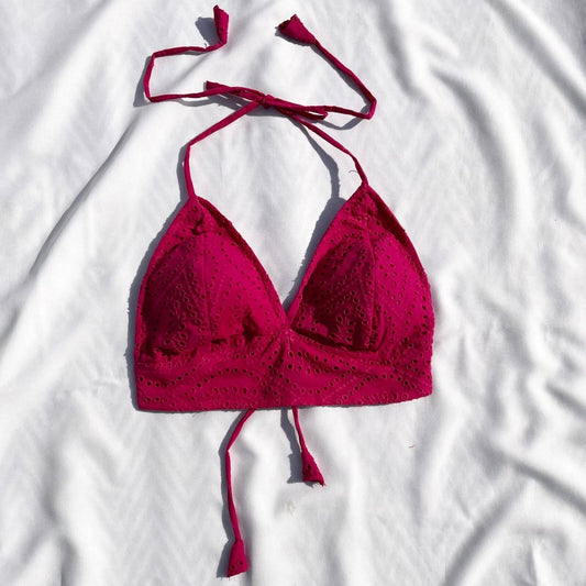 Rani Pink Chikan Cotton Bra - KJ0047