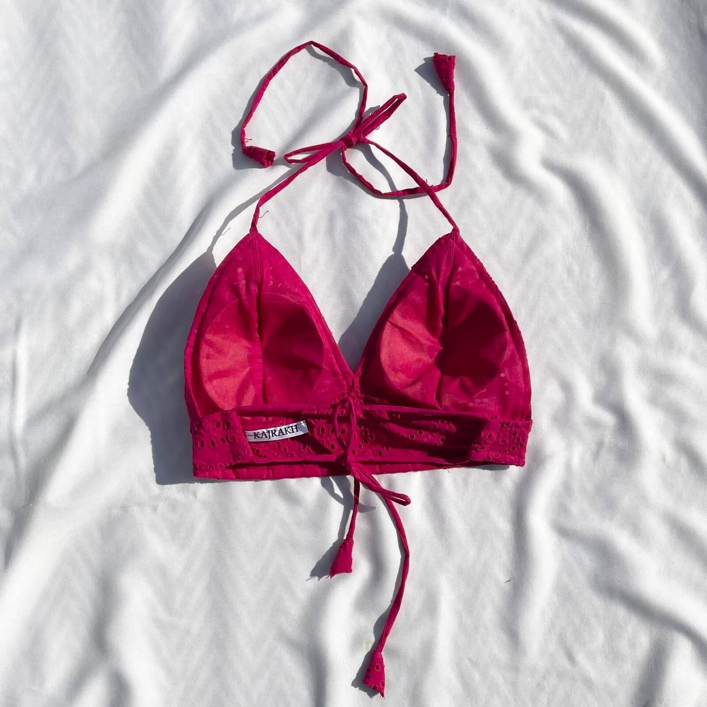 Rani Pink Chikan Cotton Bra - KJ0047