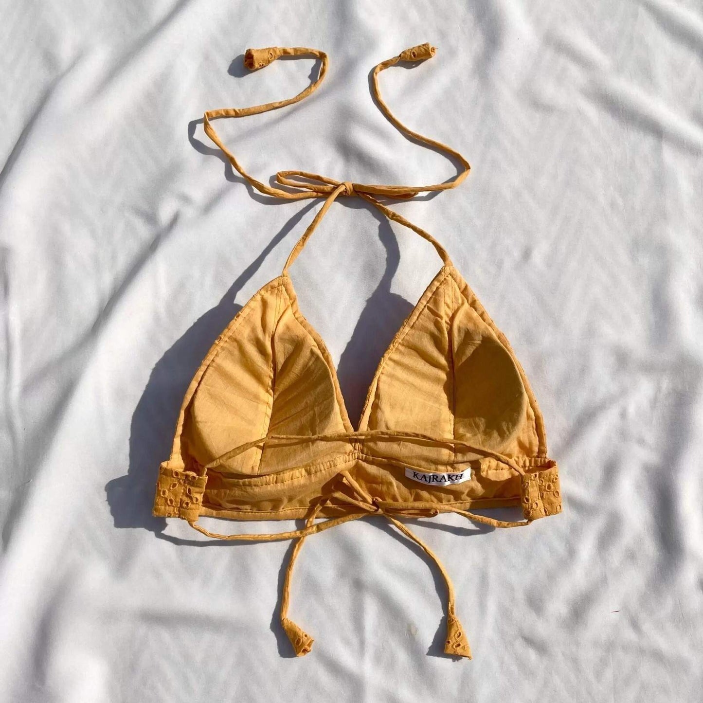 Yellow Chikan Cotton Padded Bra - KJ0046