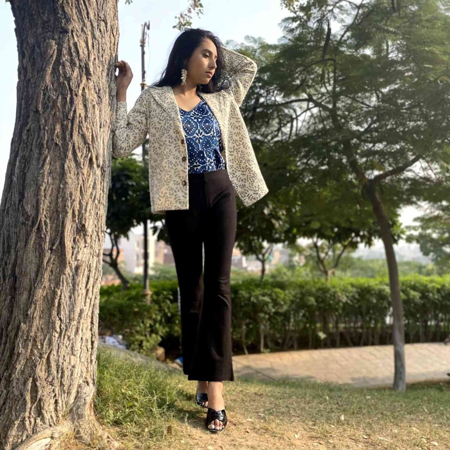 Woolen Flannel Printed Jacket - KJ0013