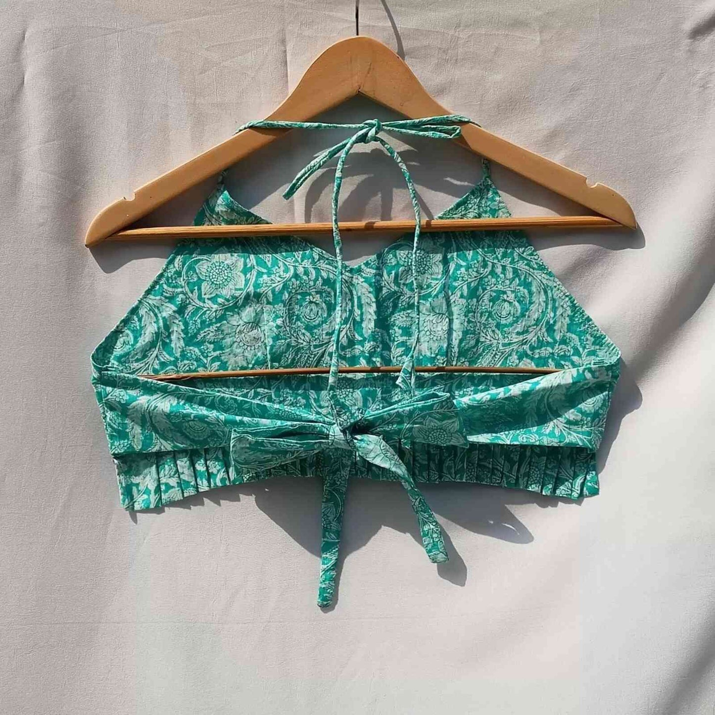 Cyan Jaal Back Knot With Halter Neck Lurex Cotton Top - KJ0025