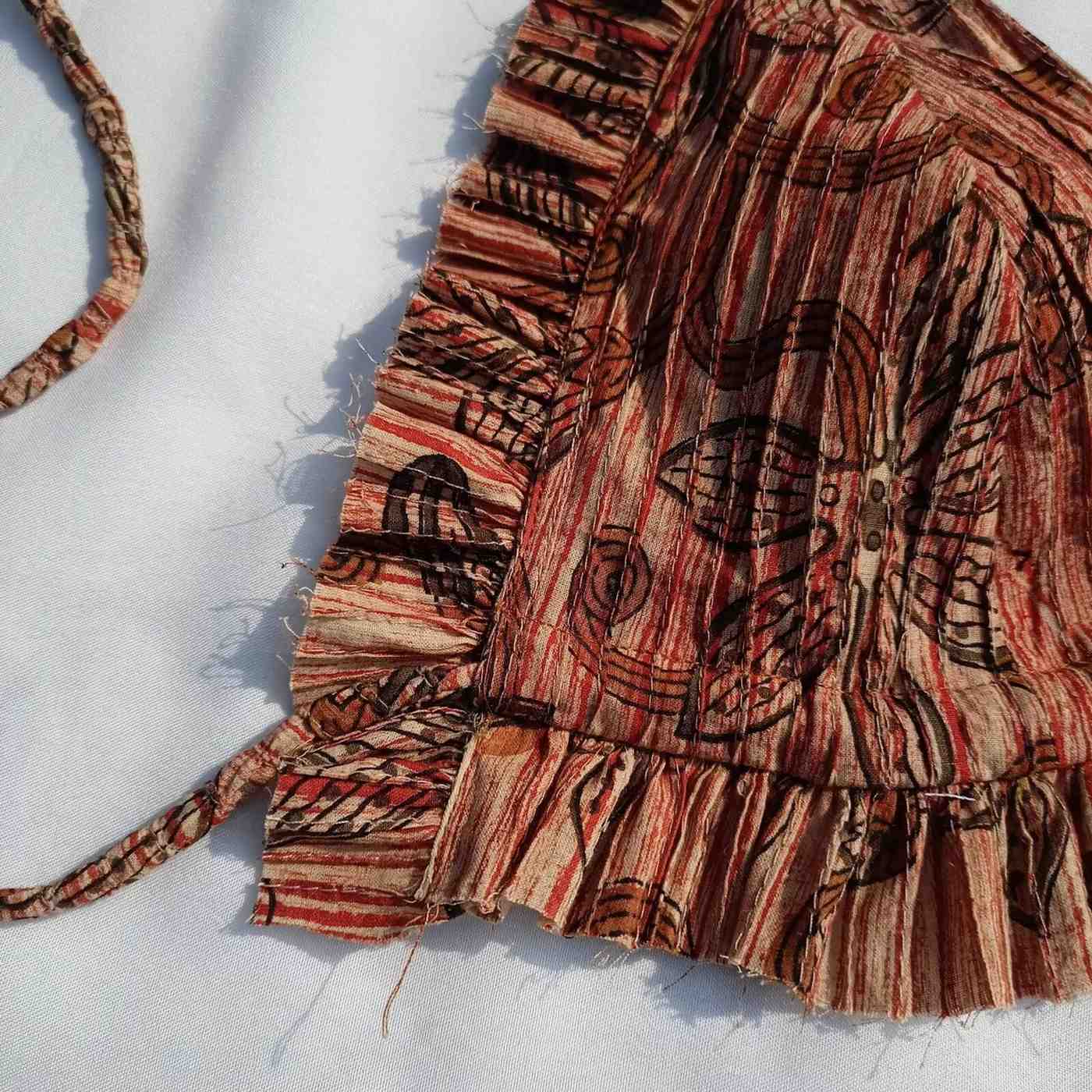 Pin Tuck Block Print Cotton Bra - KJ0029
