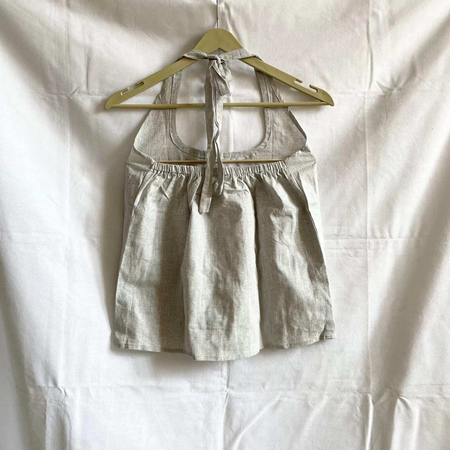 Grey Round Neck Halter Neck Cotton Khadi Top - KJ0032