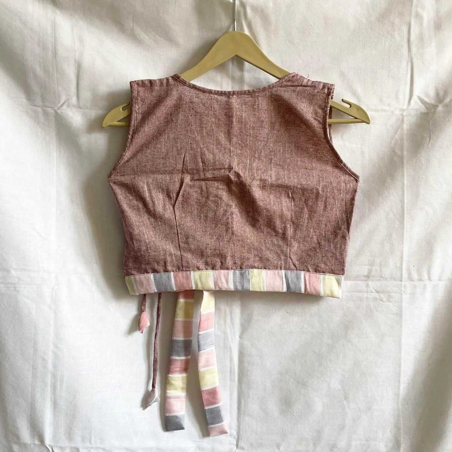Rainbow Khadi Front Knot With Criss Cross Cotton Top - KJ0033