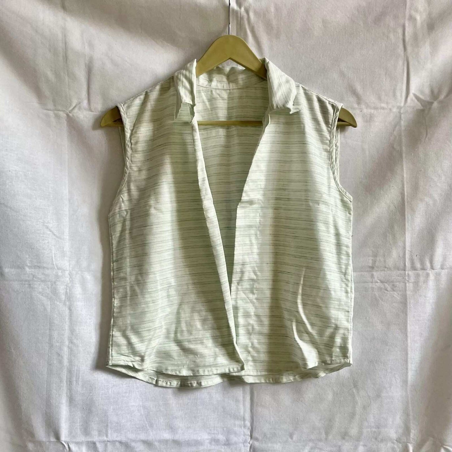 White Green Lurex Cotton Top - KJ0034