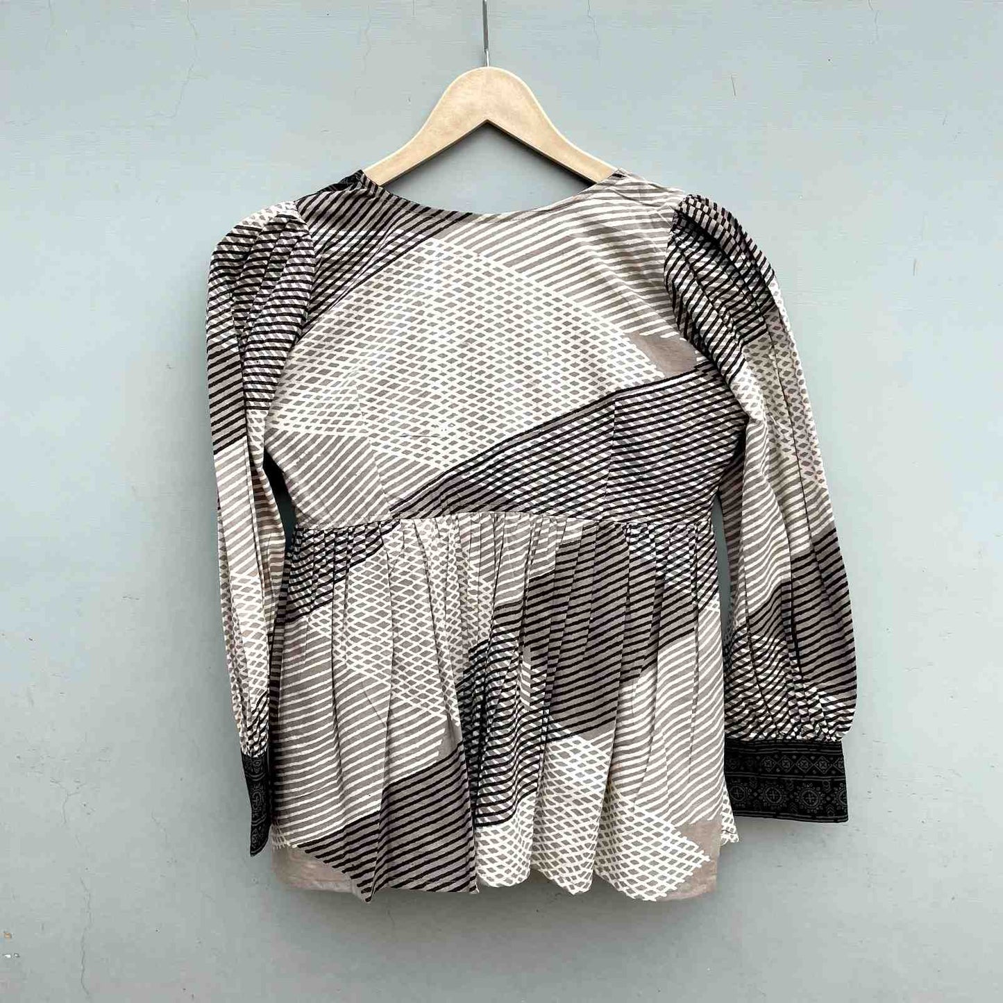 Black and White Angrakha Cotton Top - KJ0281