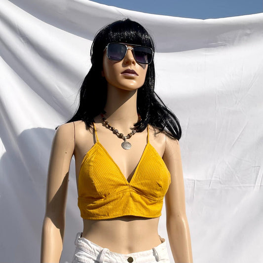 Mustard Kantha Cotton Bra - KJ0004
