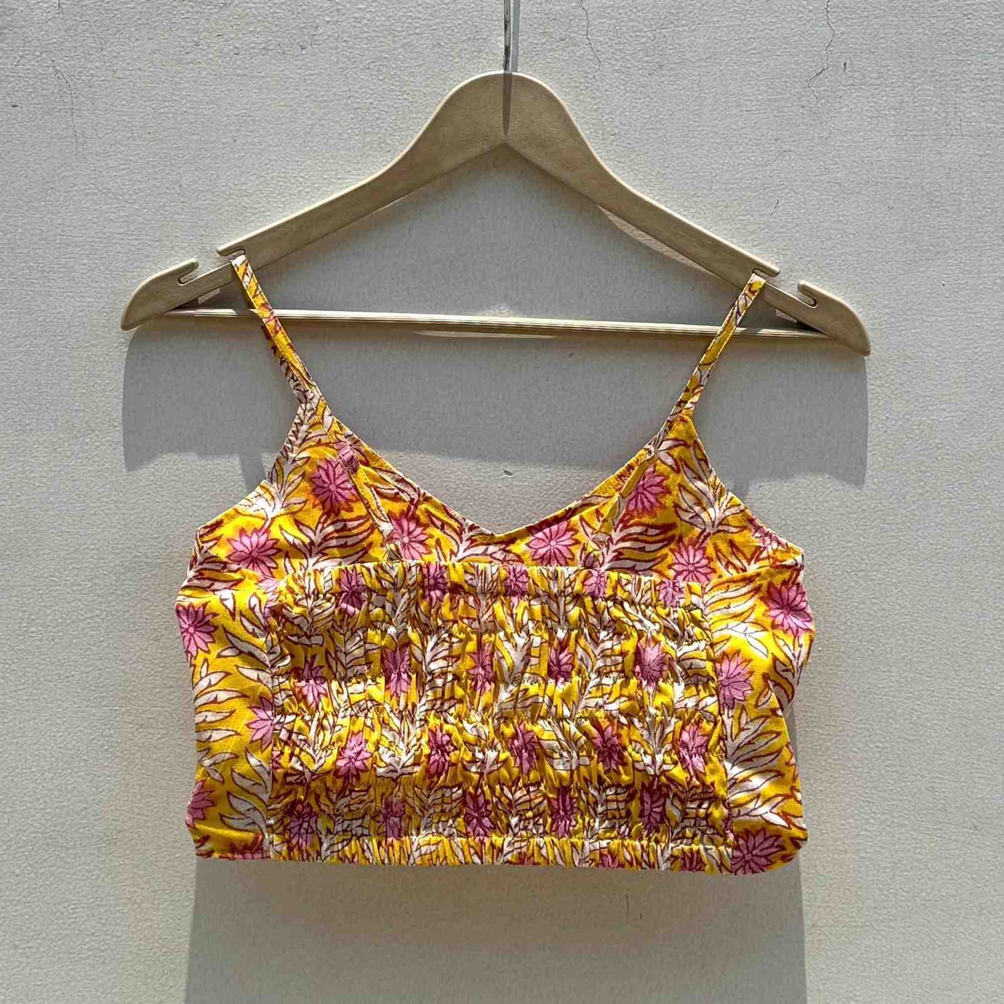 Yellow Handblock Sports Bra - KJ0610