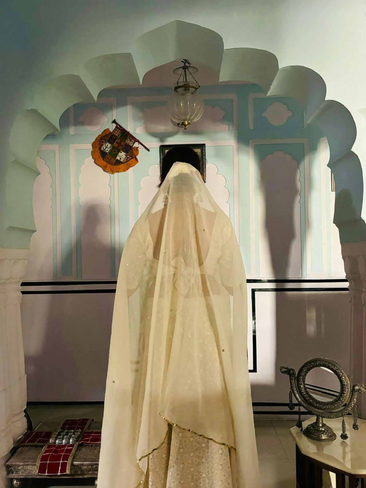 Off White Chikan Blouse , Handwork Dupptta and Lehanga - KJ0705