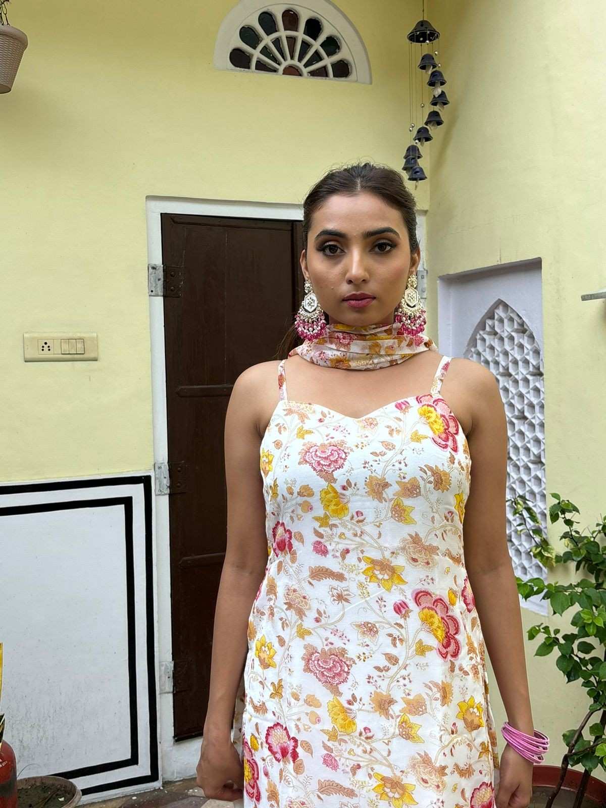 Floral Punjabi Sharrara Suit Set - AT0706