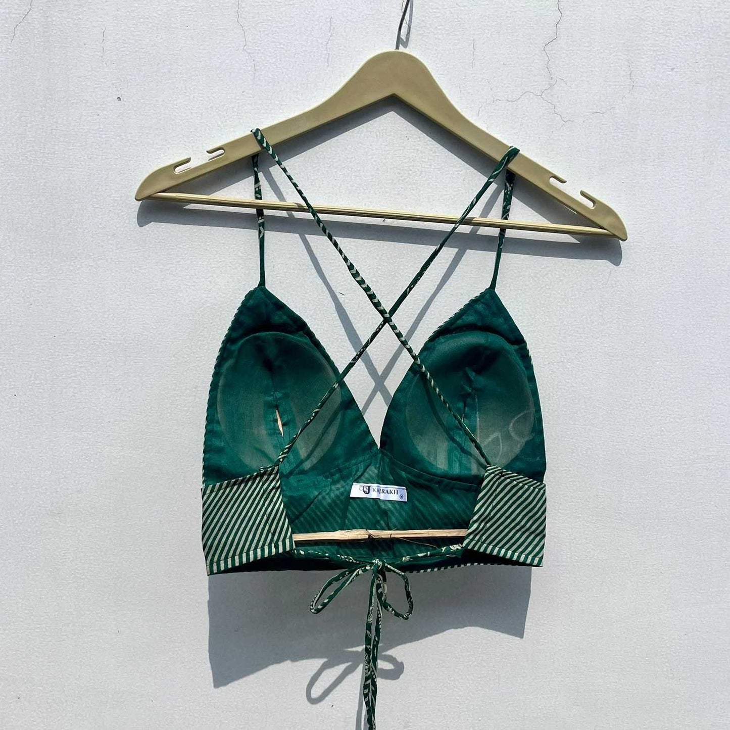 Green Lehariya Mul Bra - KJ0723