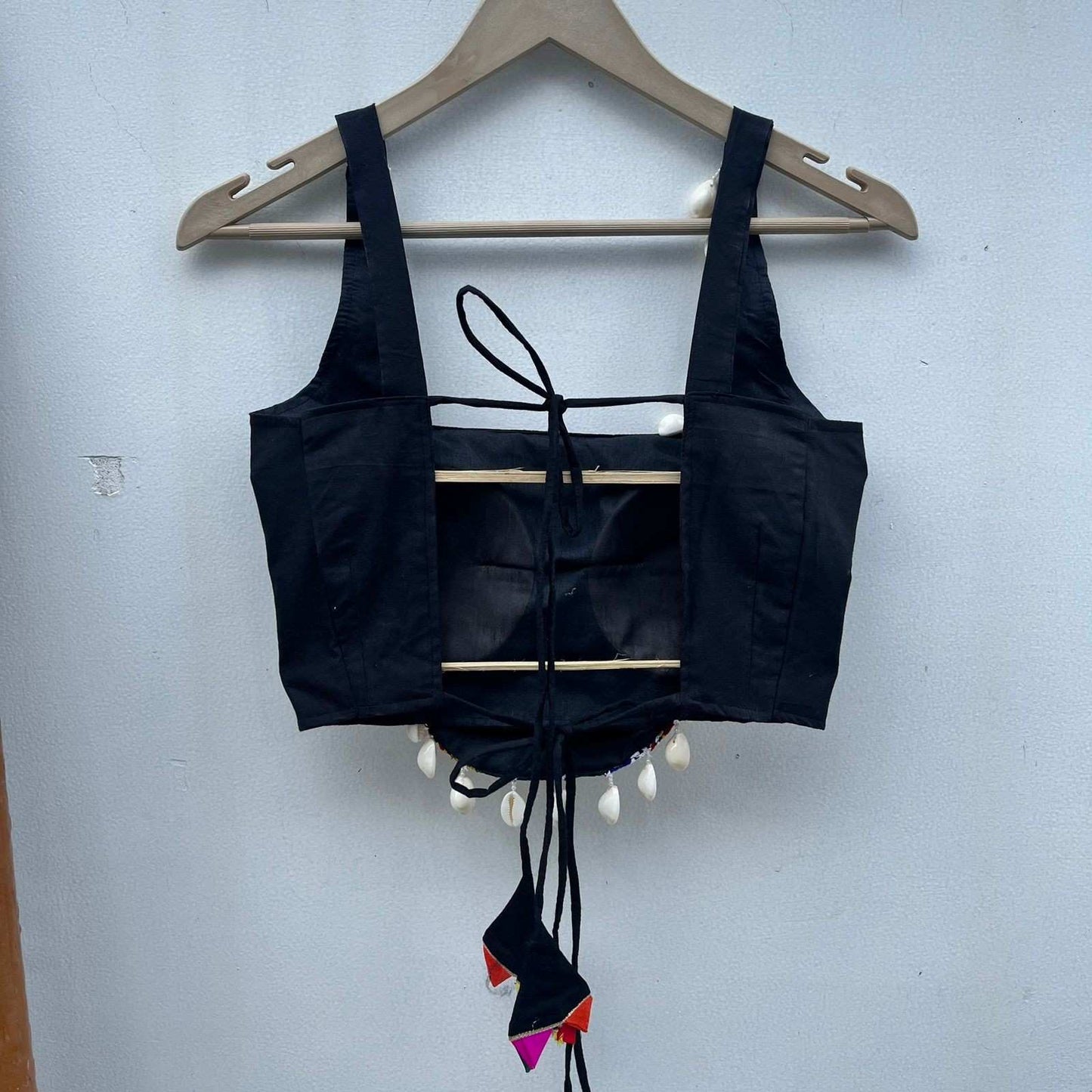 Black Gujrati Yellow Patch Top - KJ0752