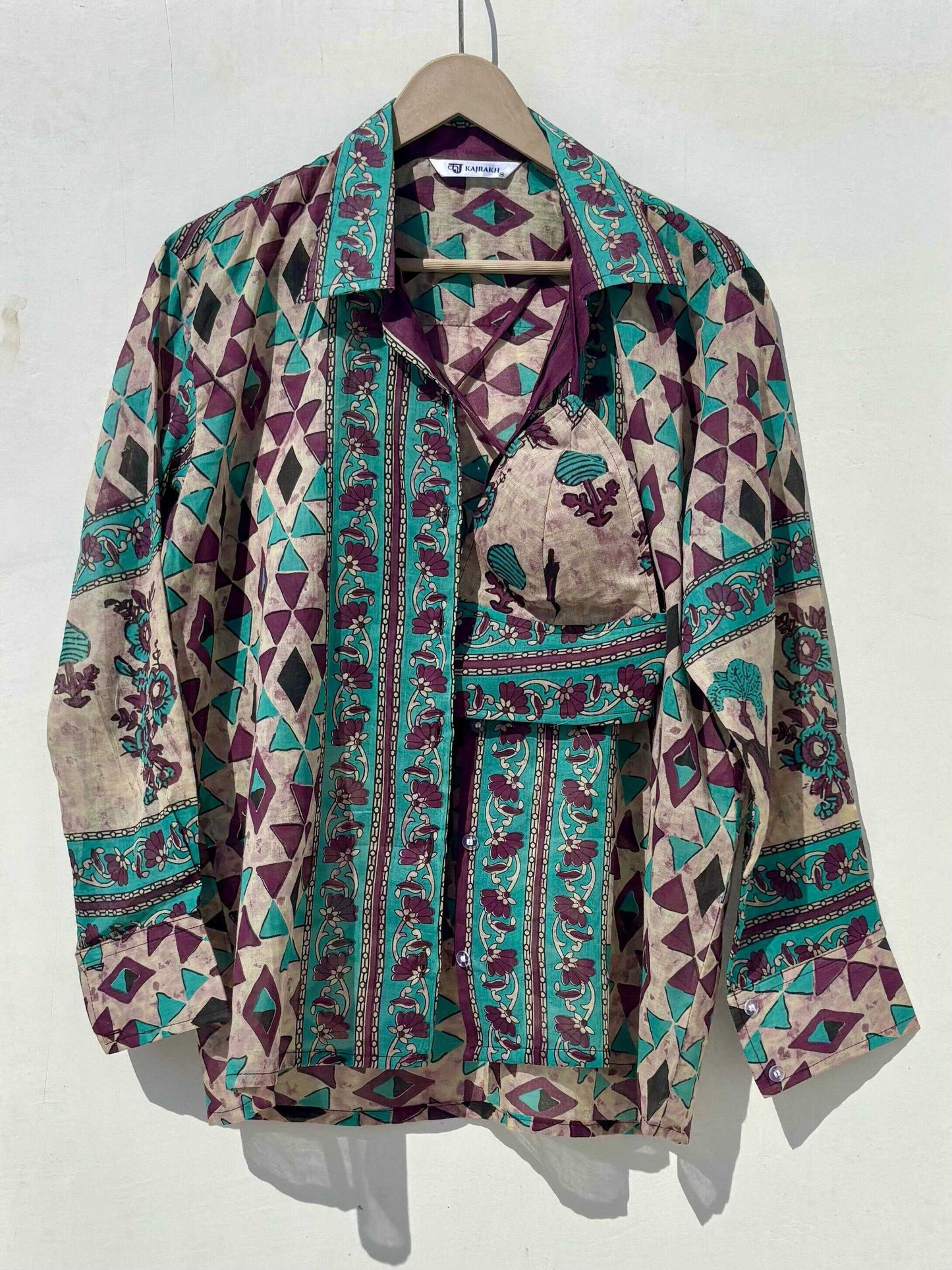 Blue Purple Triangle Mul Shirt and Bra Combo - KJ0890