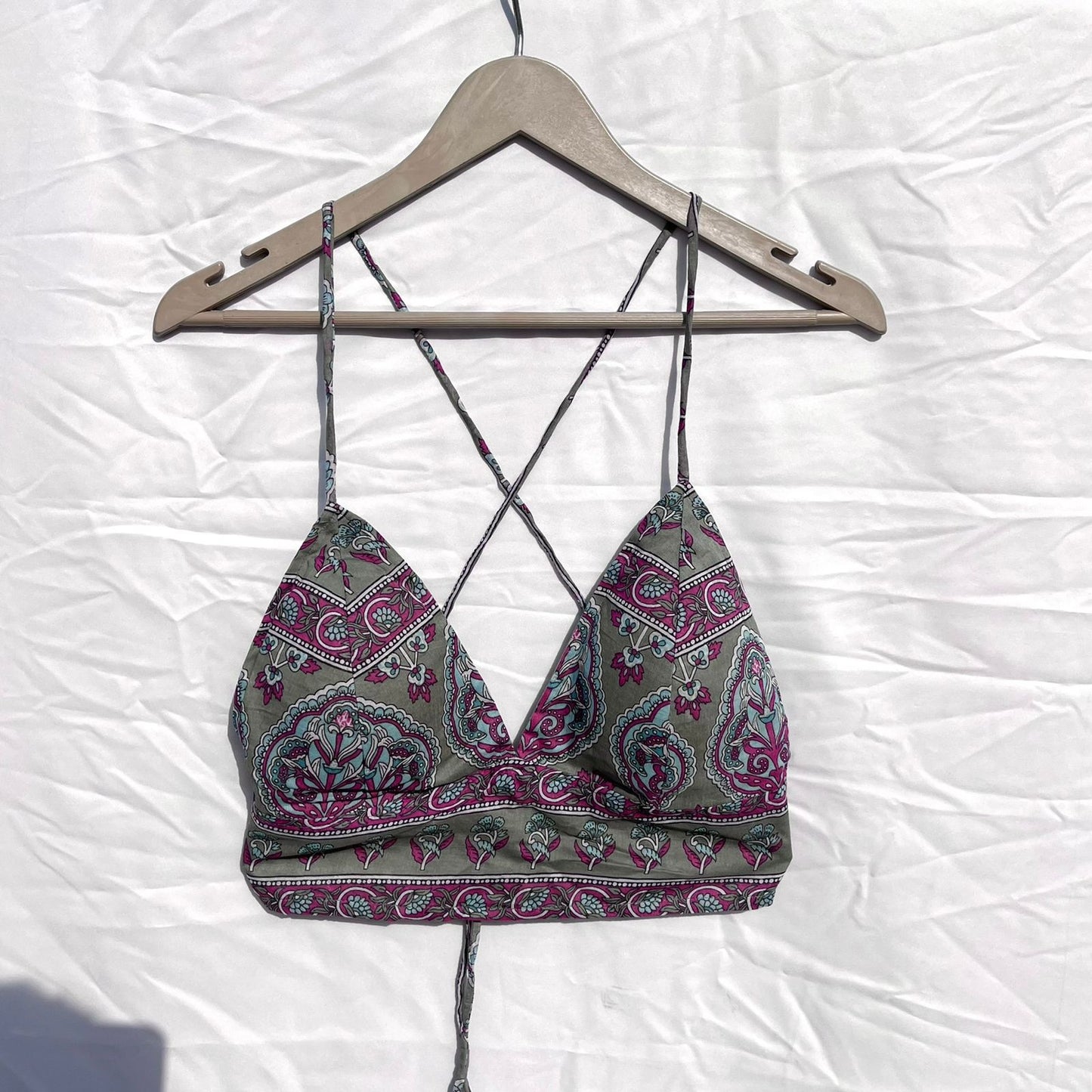 Grey Pink Jaal lil Removable Pads Bra - Kj10388