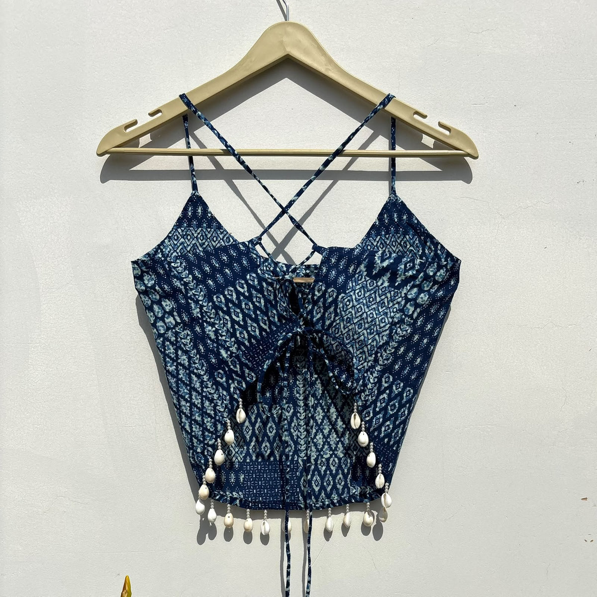 Navratri Indigo Patch Padded top - KJ10473