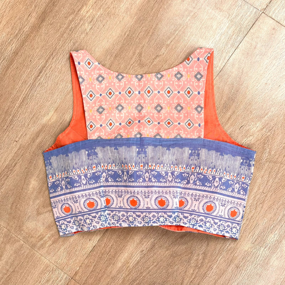 Peach Blue Poetry Cotton Blouse - 1000 - FAL10485