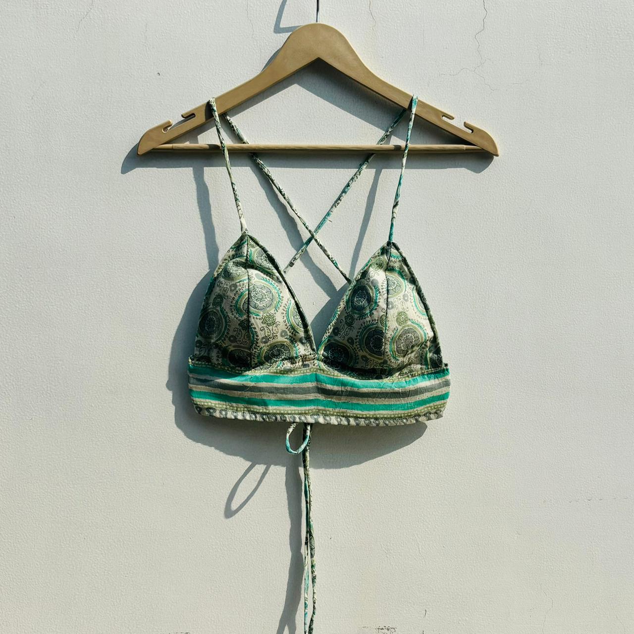 White Cyan Floral Bralette - KJ0785