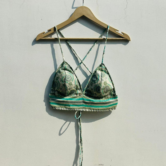 White Cyan Floral Bralette - KJ0785