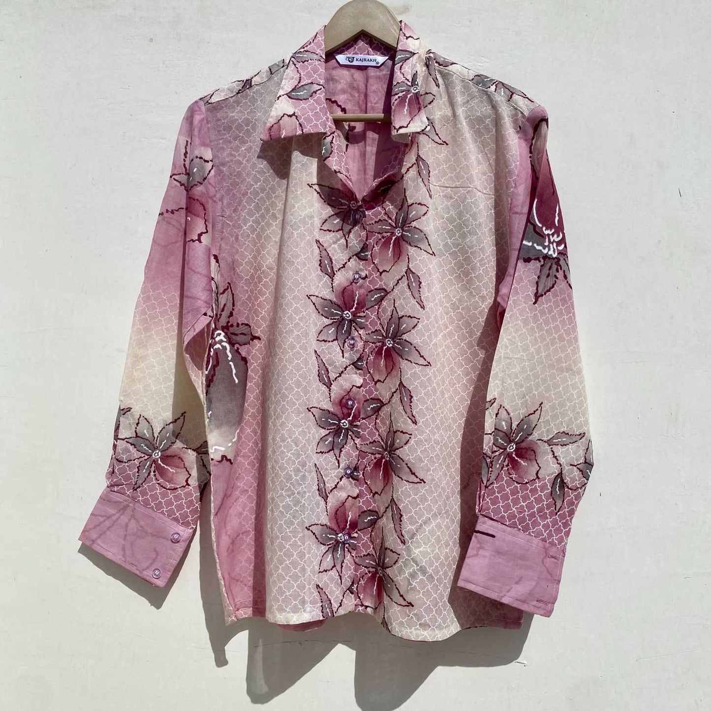 Pink Floral Mul Shirt & Bra Combo - KJ0999