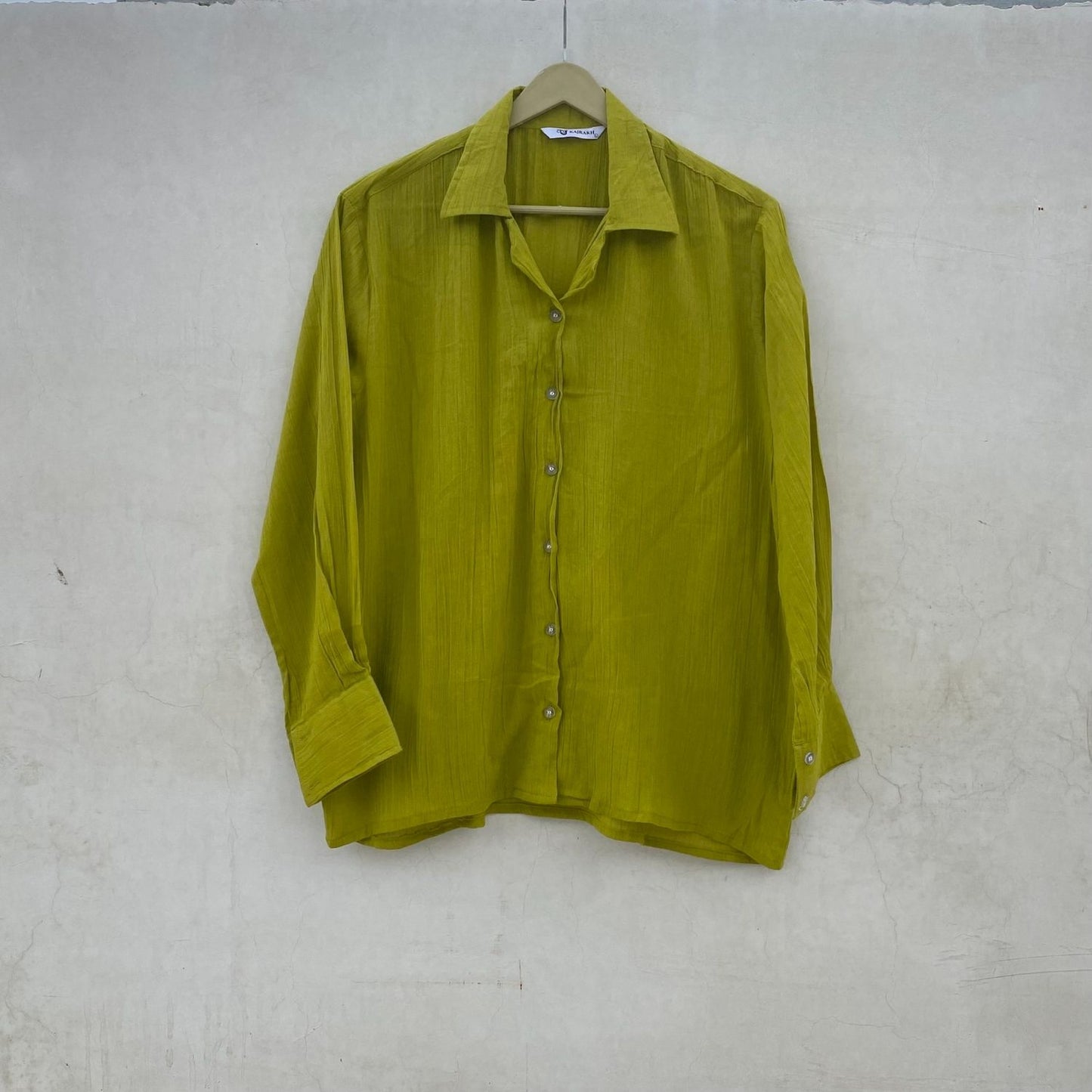 Green Crush Cotton Women Shirt - KJ10078