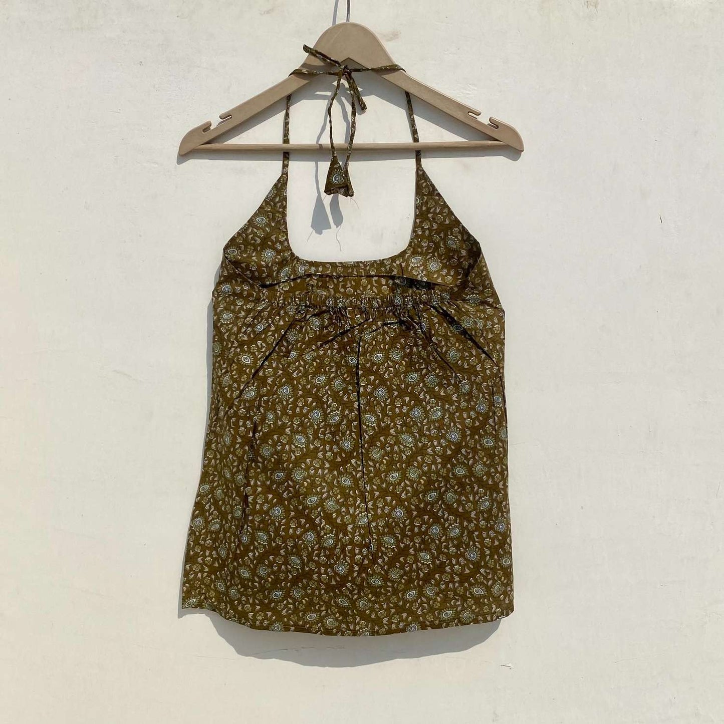 Green Paisley Round Neck Halter Neck Kurti Top - KJ10016