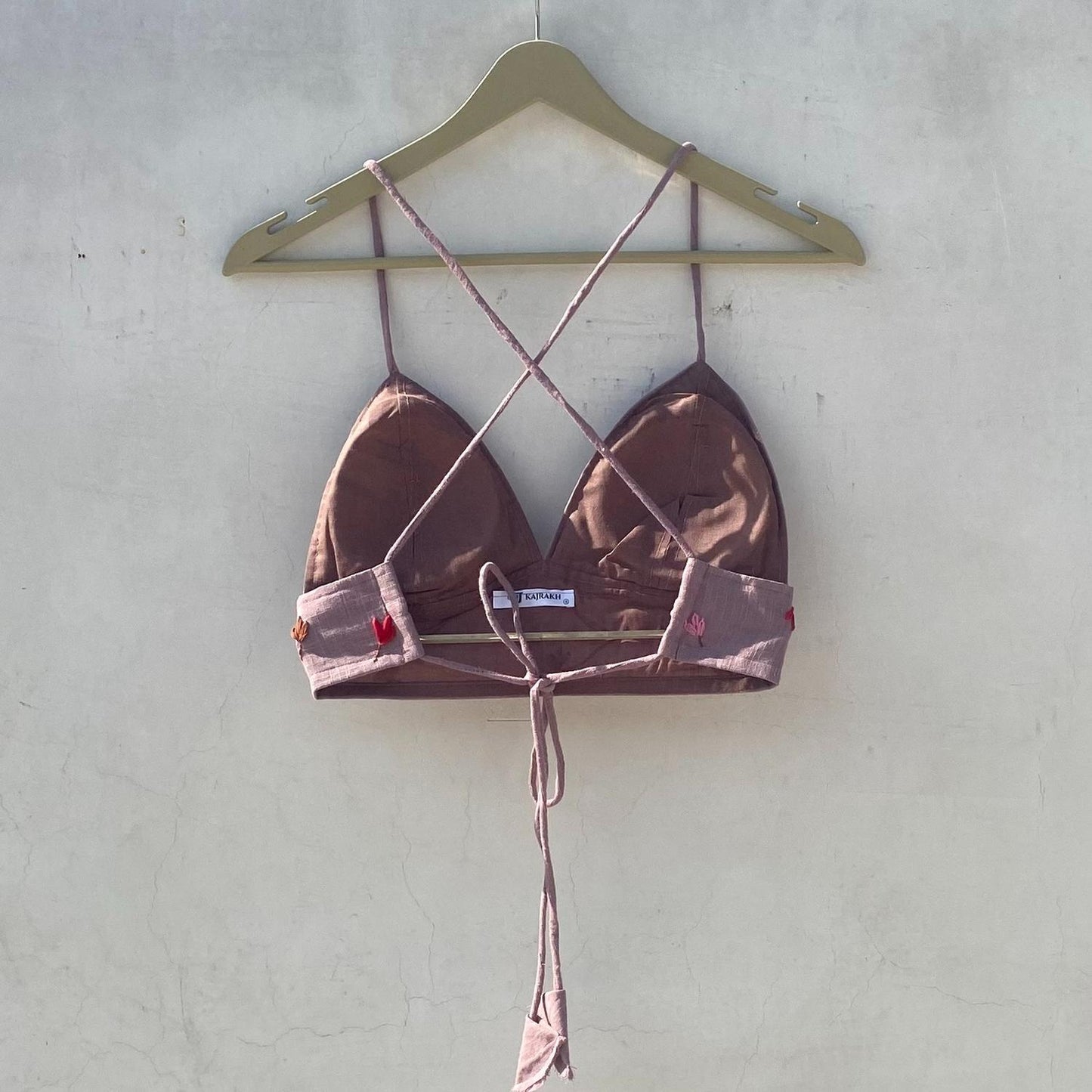 Wine Patel Embroidery Removable Pads Bra - KJ10203