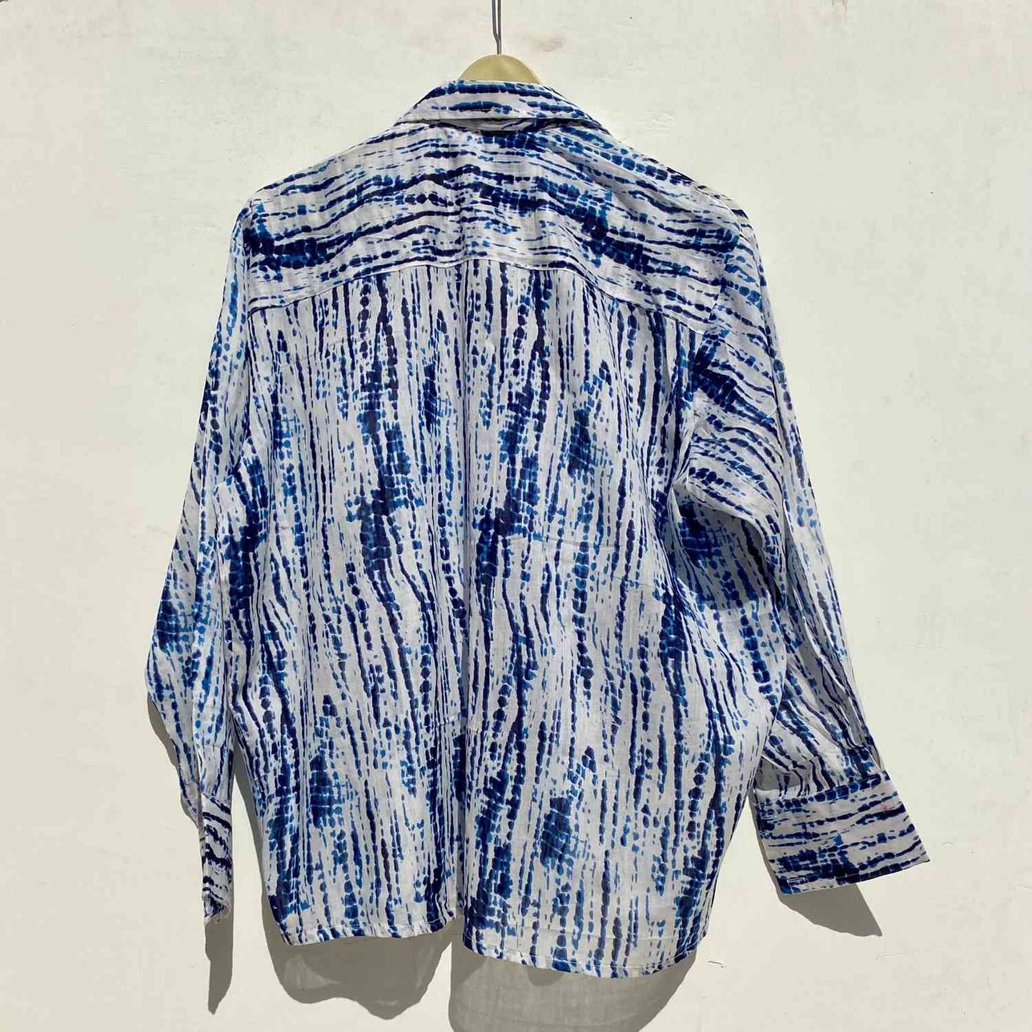 Blue Shibori Shirt & Berry Blue Katha Cotton Bra Combo - KJ0933