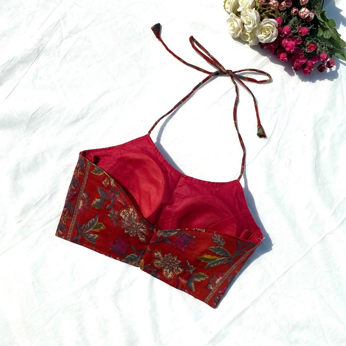 Maroon Stripe Floral Mul Blouse - 700 - FAL10080