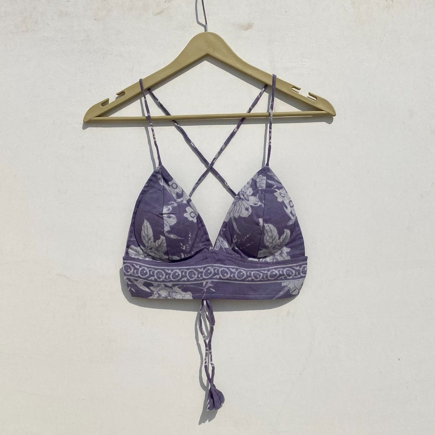 Lavender Floral Removable Pads Bra - KJ0939