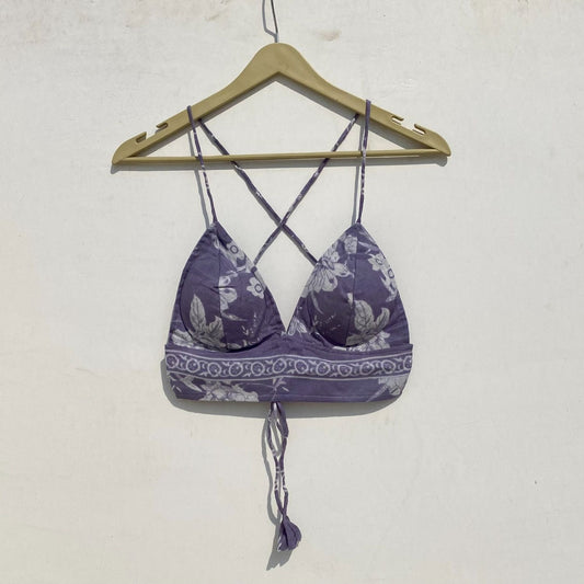 Lavender Floral Removable Pads Bra - KJ0939