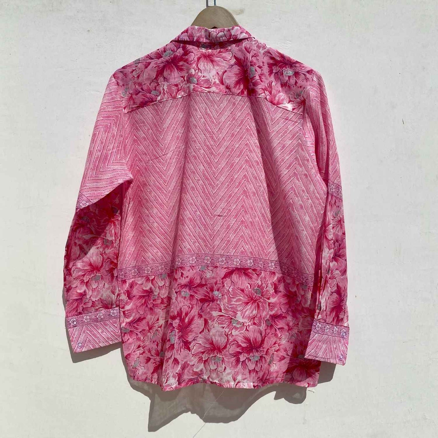 Pink Zig Zag Floral Mul Women Shirt - KJ10011