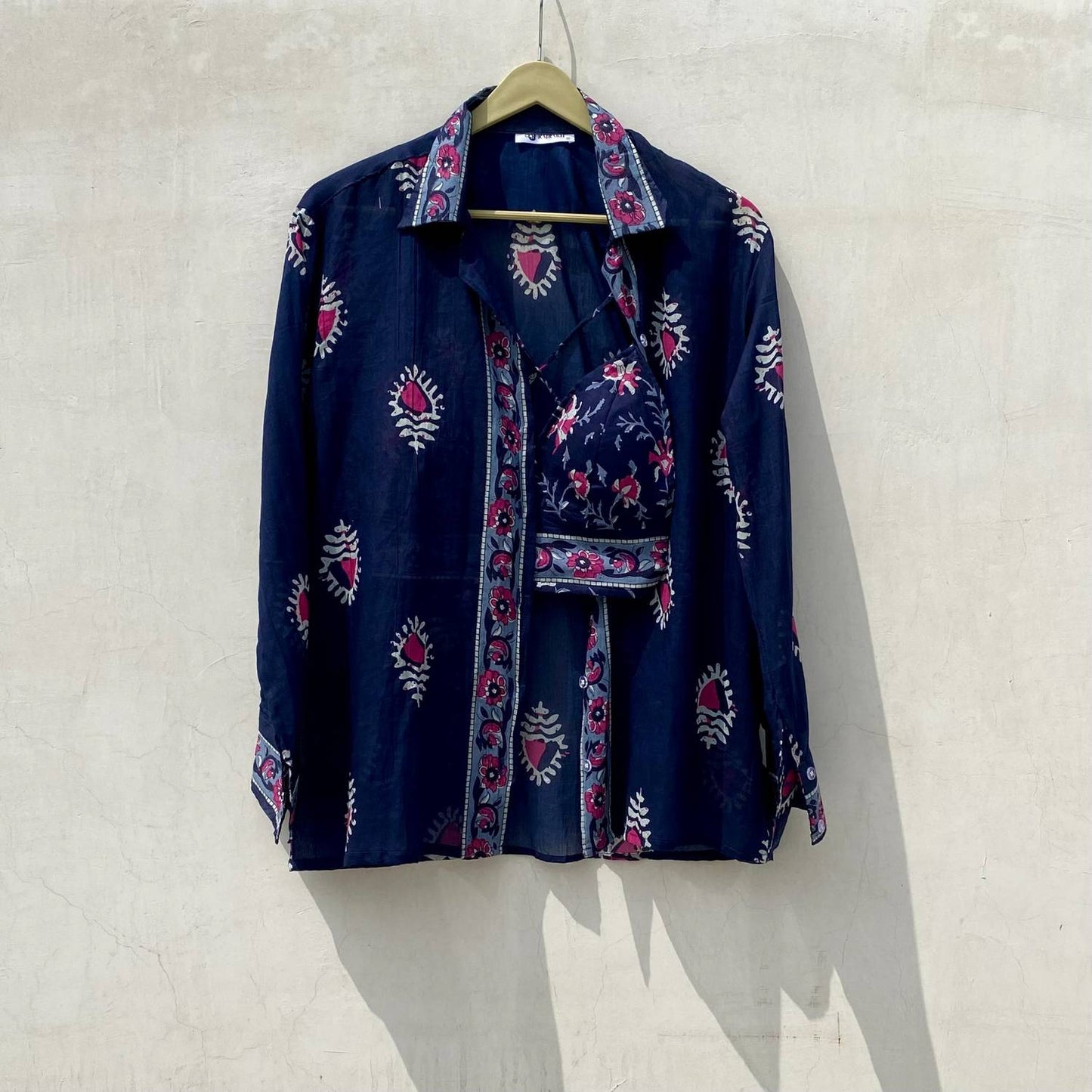 Indigo Batik Shirt and Bra Combo - KJ10070