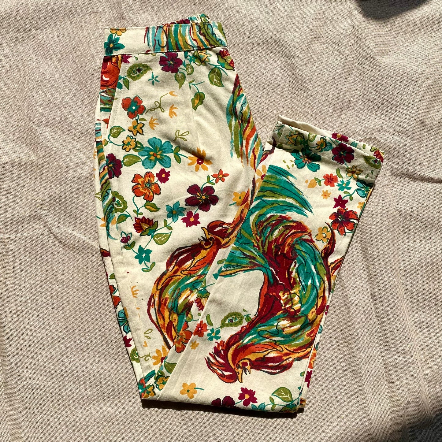 Peacock Floral Denim Pant - KJ10116