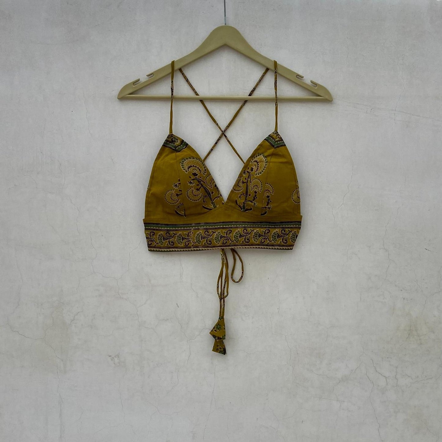 Mehandi Green Butti Removable Pads Bra - KJ10080