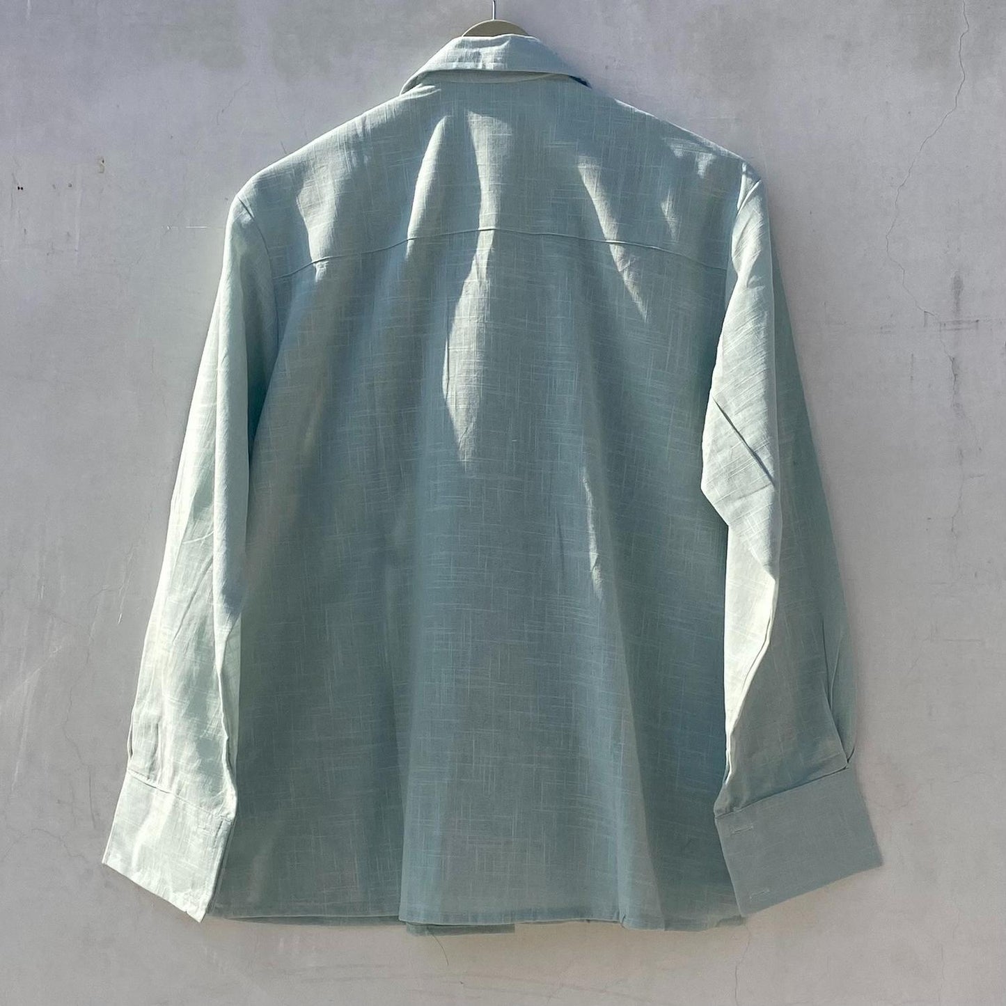 Sea Green Balloon Hand Embroidery Slub Women Shirt - KJ10195