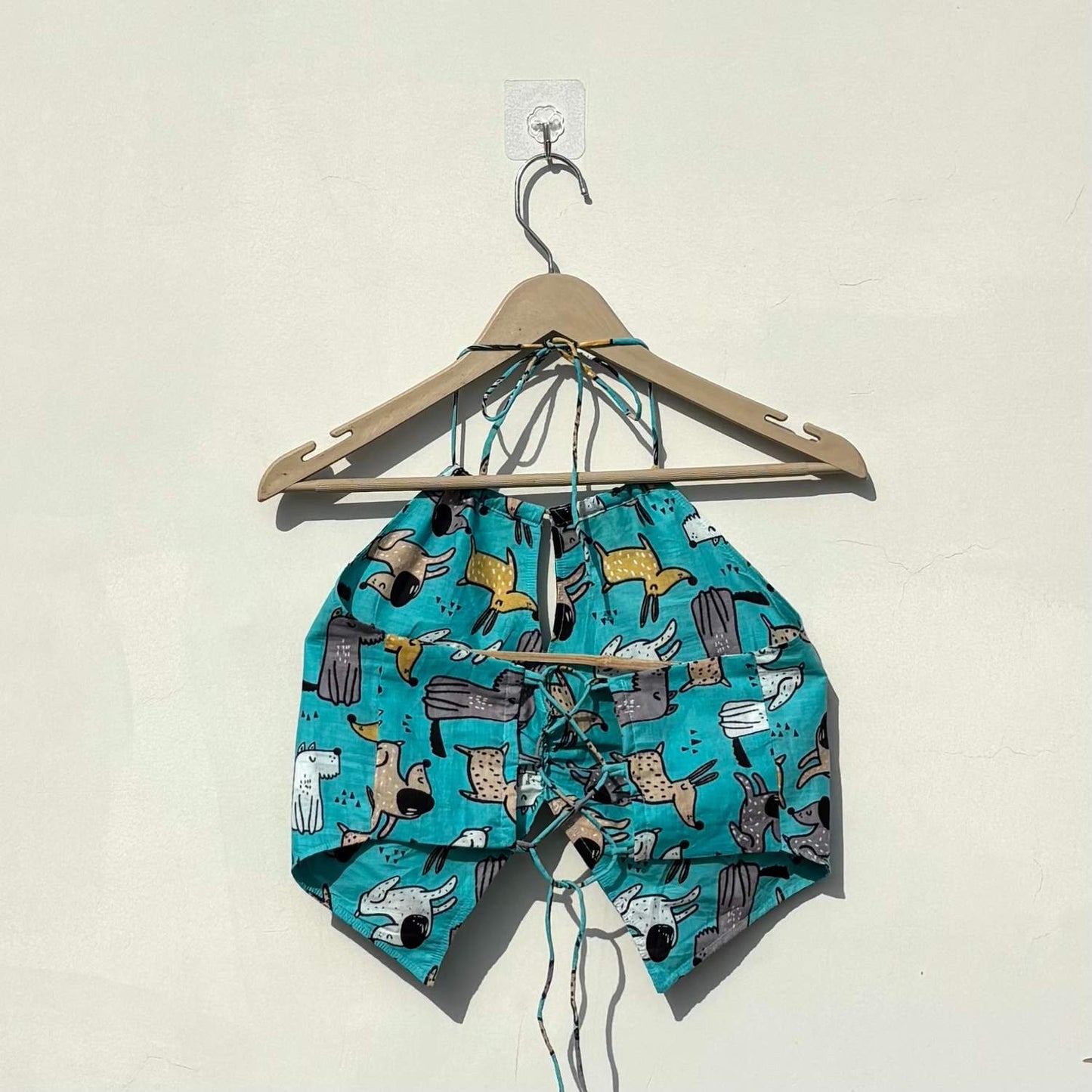 Blue Animal Print Twing Removable Pads Top - KJ10395