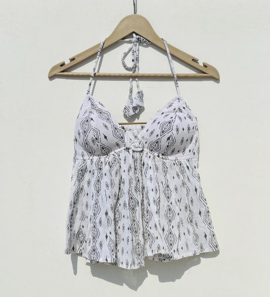 White Crush Butterfly Removable Pads Top - KJ0896