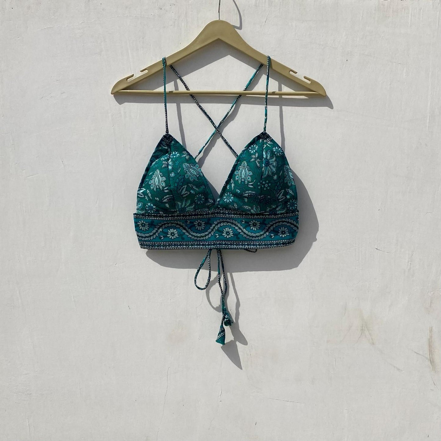 Rama Green Floral Removable Pads Bra - KJ10035