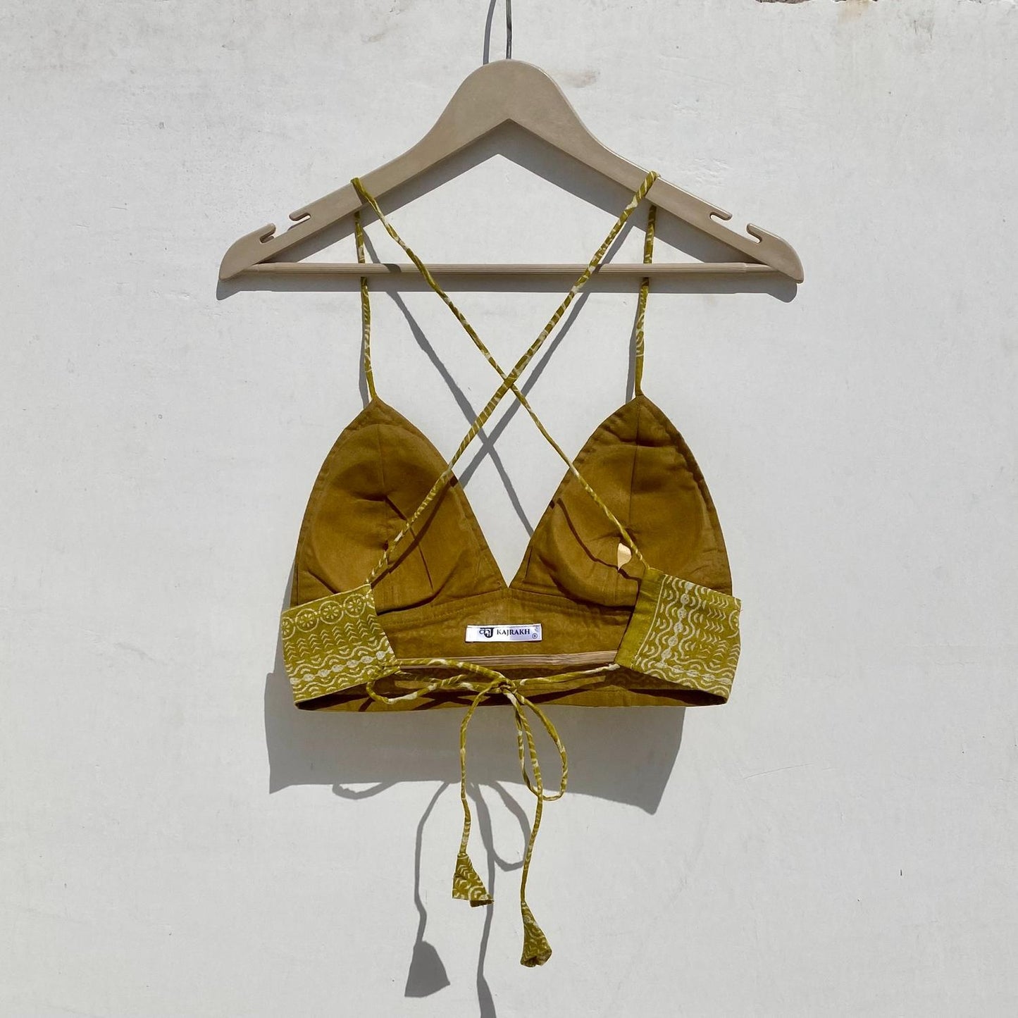 Mustard Abstract Removable Pads Bra - KJ10004