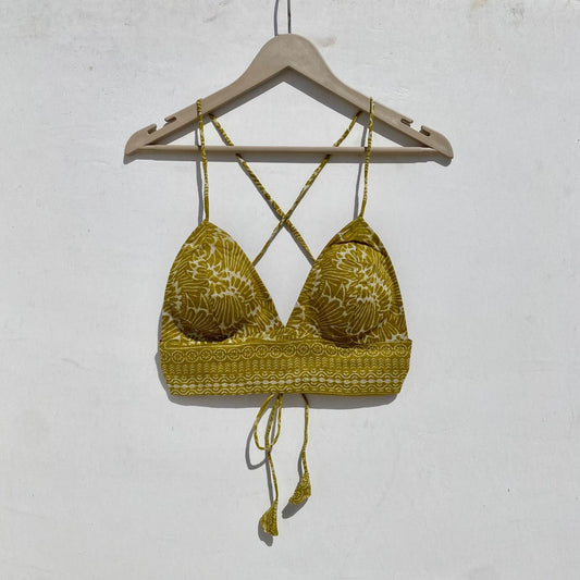 Mustard Abstract Removable Pads Bra - KJ10004